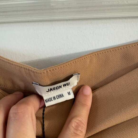 🦋 NEW JASON WU Business Casual Camel Tan Brown Pants Slit Bootcut Medium NWT - Picture 6 of 9